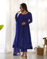 Fox Georgette Forest Royal Blue Anarkali Gown